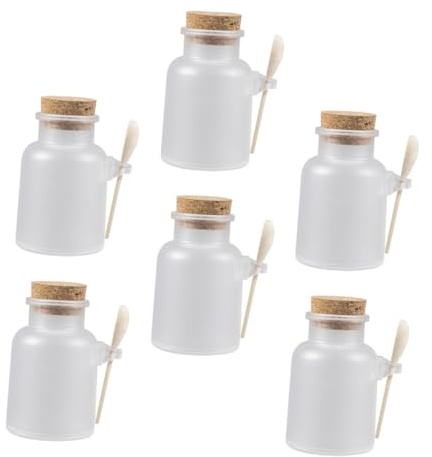 Alipis Lot de 6 Sets de Bouteilles Porte-poudre Transparentes Dépoli 100 G Cuillère en Bois pour Cosmétiques, Flacons Rechargeables pour Masque Visage, Accessoires de Voyage et Soin