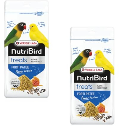 Versele-Laga NutriBird Treats Forti Patee Power Fusion | Confezione Doppia | 2 x 250 g | Mangime complementare per uccelli da appartamento | Con vitamine, minerali e oligoelementi | Con lisina e meti