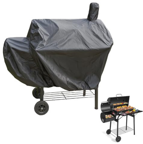 BBQ Cover Waterproof Heavy Duty: Outdoor Barbecue Cover with 210D Oxford Fabric Protection, Fits SUNLIFER Charcoal Grill with Offset Smoker Rip-Proof, UV & Water-Resistant (99x87x55CM)