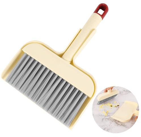 NUTKIT Juego de Recogedor De Escoba Pequeña, Material de PP, Set Portátil Cepillos Barrer de Migas, Escoba de Escritorio Que Ahorra Espacio, para Oficina, Hogar, Mesa, Cajón, Teclado