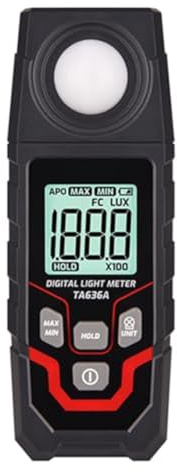 Portable Light Meter, ТA636A 0.1~200000LUX Handheld Ambient Temperature Detector Photometer Light Sense Tester For Industrial