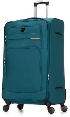 Skylark 32 Extra Large Suitcase Super Lightweight Luggage 20% Expandable 4 Wheels Spinner 3-Digit Combination Lock Soft Shell Luggage Check in for 30kg (Oil Green, 162 litres)