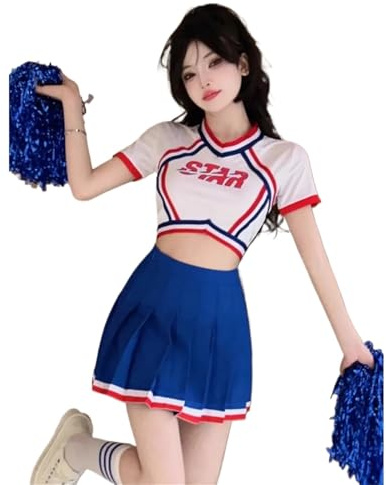 EURDFHY Uniforme de animadora Uniformes de animadoras Equipos estudiantes animación Disfraces rendimiento deportivo(Blue 1,XL)
