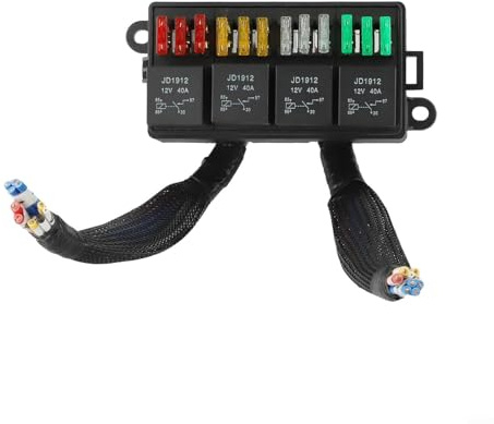 Scatola relè fusibile 12 V precablata con 4 relè e 12 fusibili ATC ATO a lama per veicoli e applicazioni elettriche marine