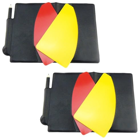 FOMIYES Kit Arbitro Calcio 2 Set Portafoglio Portatile Cartellini Rosso e Giallo in Materiale Spesso Resistente per Partite e Allenamenti Sportivi Professionali
