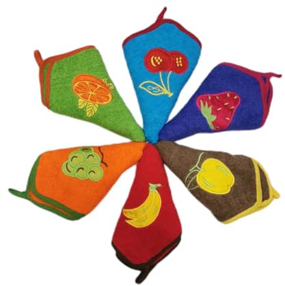 Genérico Pack 6 Paños de Cocina Algodon Rizo (50x50 cm), Trapos de Cocina Rizo Algodon, Muy absorbentes y duraderos con Mucho Cuerpo (550 GRM/M²), Colores Surtidos (Frutas)