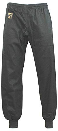 S.B.J - Sportland Baumwollhose/Kampfsporthose/Judohose/Karatehose/Wushu Hose schwarz mit Bündchen, 180 cm