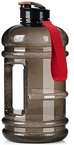 TOOFEEL 2.2L Half Gallon Water Bottle BPA Free - Ideal for Gym, Big Water Jug, Reusable Sports Bottle with Measurements Marked Drink Container (74oz Clear Black Water Bottles)
