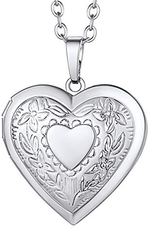 Suplight Collana Donna con Medaglione a Forma di Cuore, in Argento Sterling 925, con Catena Regolabile da 50,8 cm, Collana Cuore Personalizzata per Donne e Ragazze