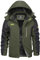 KEFITEVD Herren Winterjacke Warm Fleece Winter Jacke Thermojacke Softshell Jacke mit Kapuze Skijacke Snowboarden Wandern Männer Funktionsjacke Dunkeloliv S