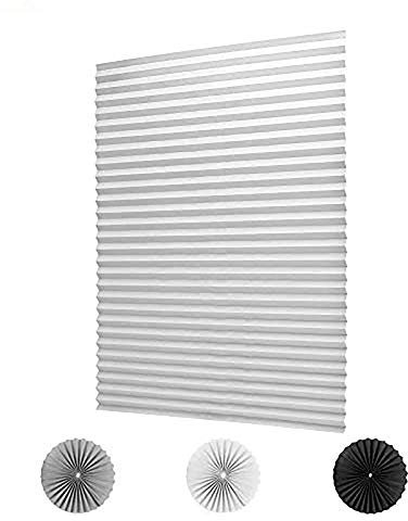 KELIXU 2 Pack Pleated Fabric Blind Light Filtering Shade Instant Stick on Blinds for Window Privacy Protection, Quick Fix and Easy to Install, with 4 Clips (120CMx180CM - 2 PACK, White)