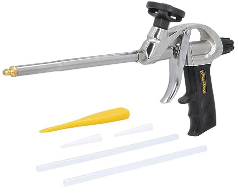 PU Foam Gun Professional Foaming Gun, Stainless Steel Tube, Foam Flow Regulator, Convenient Trigger, Comes with 2X Nozzles, 2X Extension Tubes 1x Foam Applicator Gun TOUGH MASTER (1)