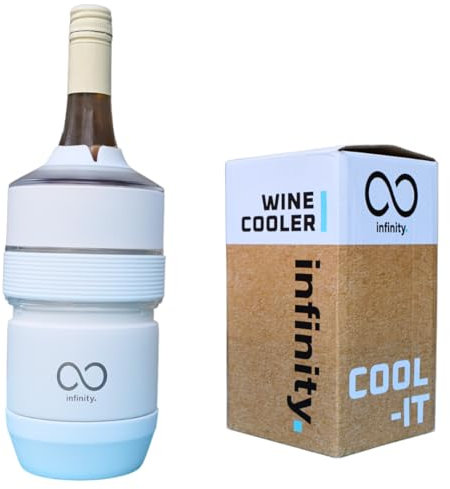 ∞ Infinity WINE COOLER | Long-Lasting Cooling | Secure and Portable | Double Vacuum Insulated Design | Adjustable Fit for Different Sized Bottles | Luxury Drinks Cooler (PORCELAIN WHITE)