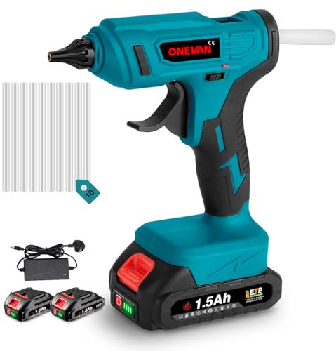 Hot Glue Gun Cordless Hot Melt Glue Gun - Battery Glue Gun for Crafting, Quick Heating Hot Glue Gun with 10 Pieces Glue Sticks 11 mm, for DIY, Repairs, Crafts