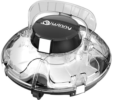 WINNY POOL CLEANER Pulitore per Piscine Senza Fili, Doppia Filtrazione, Macchina Aspirante per Piscine con Forte Aspirazione, Arresto Automatico, Adatto per Piscine Piatte Fino a 60 M²(Grigio)