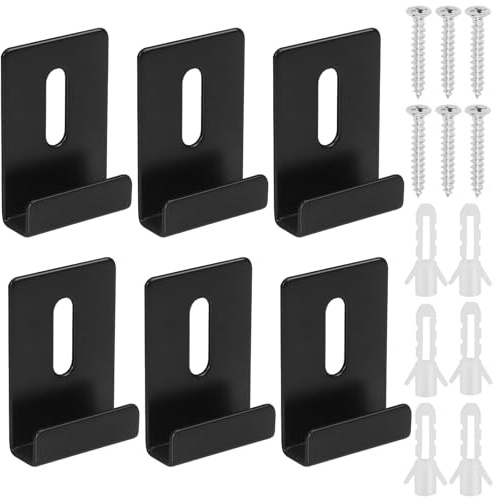 Swpeet - Juego de clips de espejo (6 unidades), color negro con tornillos, kit de clips de espejo de gran canal, clips de fijación pesados grandes para espejo de pared, sin marco