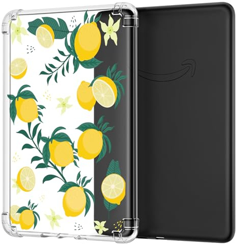 MoKo Case for All-new 7 Kindle Paperwhite (12th Generation-2024) and Kindle Colorsoft Signature Edition 2024 Ultra Thin Clear Flexible Transparent TPU Skin Bumper Back Cover Shell, Lemon Tree