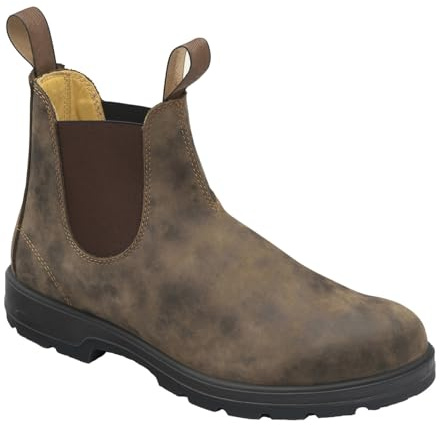 TangDao Stivaletti Uomo In Finta Pelle Punta Rotonda Vintage Stivali Western Impermeabili Slip On Stivali Eleganti,43,Marrone