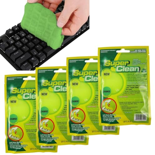 FOGARI 4 pezzi detergente per tastiera, gel detergente per interni, pulizia della tastiera morbida e flessibile, detergente universale per auto, computer, stampanti, fotocamere (1, verde)
