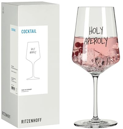 RITZENHOFF 8171005 Cocktailglas 500 ml, Serie Be Happy – mit humorvollem „Holy Aperoly!“-Spruch – Made in Germany
