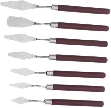 DOITOOL Ensemble De 7 Grattoirs pour Peinture À l'huile Spatules pour Artistes Outil De Mélange Couteau À Palette en Acier Inoxydable Spatule pour Peinture À l'huile Bois