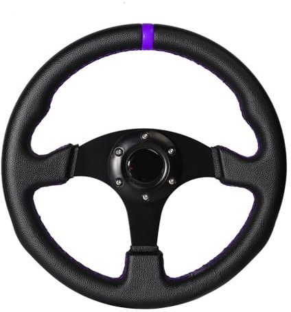 Volante Desplazado, Volante Deportivo Volante plano de 330 mm y 13 pulgadas de aluminio y PVC for simulación de carreras.(PURPLE)