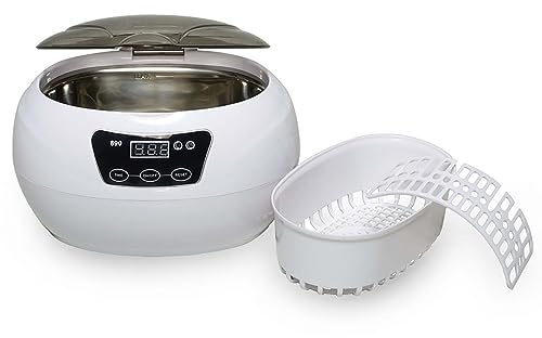 LVSEWOA Petite Machine à Laver à ultrasons Domestique, Nettoyeur à ultrasons numérique, Appareil de Nettoyage à ultrasons pour Bijoux, Lunettes, Montres, 40 kHz, 600 ML