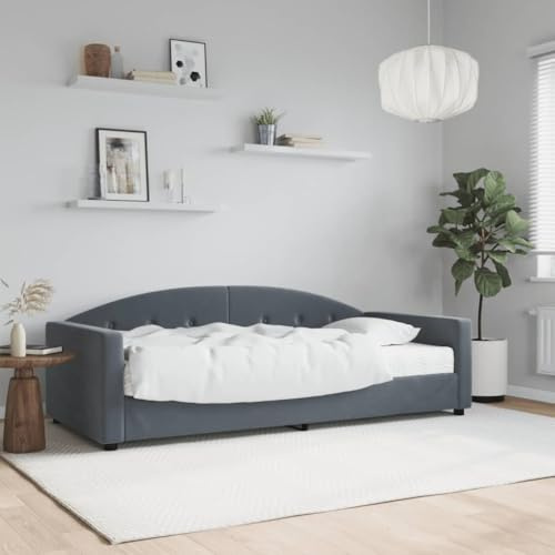 QUAHEAS Copriletto grigio scuro 90 x 200 cm in velluto con materasso in schiuma confortevole, divano letto versatile per ospiti, telaio stabile per soggiorno e camera da letto