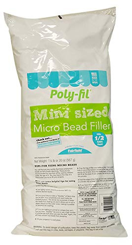 Fairfield Poly-Fil Mini, Premium Micro Bead Filler, Polystyrene Stuffing Beads, Soft Pillow Stuffing, Bean Bag Filler, Stuffing for Stuffed Animals, Toys, and Dolls, Ideal for Floam, Slime, 20-Ounce