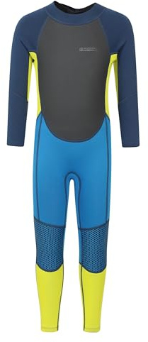 Mountain Warehouse Kids Full Wetsuit - 2mm Thickness, UPF50+, Neoprene Children's Wetsuit, Flat Seams, Easy Glide Zip Swimming Wetsuit - Spring Summer Bright Blue Kids Size 7-8 Years