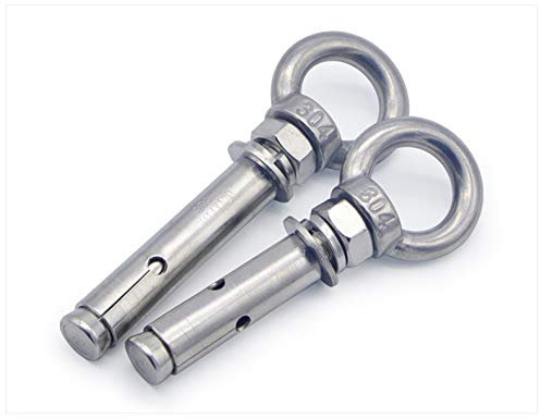2PCS Long Eye Bolt with Ring 304 Stainless Steel Wall Expansion Anchor Bolts M8 x 70 mm Masonry Concrete Screws