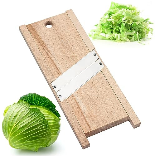 Déchiqueteuse de chou en bois pour salade de chou (30 x 13 cm) – Râpe à chou pour salade de chou – Déchiqueteuse de chou pour choucroute – Trancheuse de chou