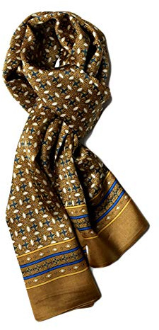 UK_Stone Sciarpa da uomo in 100% pura seta, motivo cachemire a pois, stile vintage, doppio strato, da uomo, Taglia unica