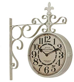 L'arte di Nacchi Orologio Stazione da Parete Metallo Bianco 38x43 cm HU-466