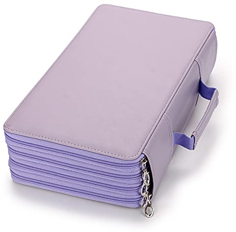 SUMTree Trousse à Crayons de Couleur en PU Cuir pour 300 Crayons Sac de Crayons étui à Crayons Grande capacité pour Amateur ou dessinateur (Violet)