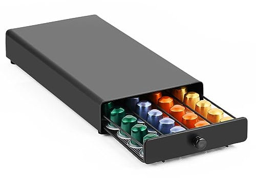 Kaffee Kapselhalter Kapselständer, DUOJIN Kapselschublade zur Aufbewahrung von 40 Kapseln Schublade zur Kaffeepads Aufbewahrung Halter und Behälter Kompatibel mit den Meisten Kapsel Standardgrößen