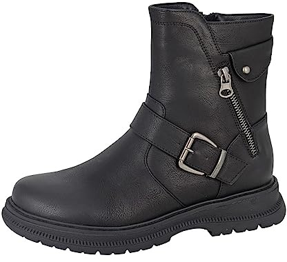 Cipriata L320A-6 Tilda, Womens Inside Zip Ankle Biker Boots Black size 6 UK