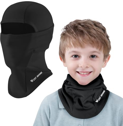 ICOCOPRO Cagoule Enfant Hiver, Cagoule d'hiver Chaude pour Enfant, Coupe-Vent, Masque de Ski, pour Garçons et Filles, Taille Unique, Noir