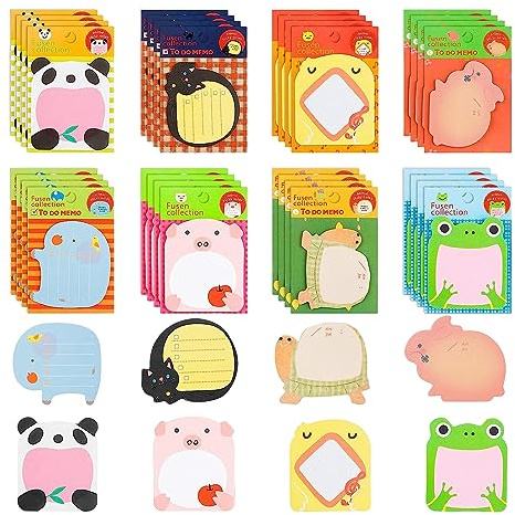 640 fogli con simpatici animali, autoadesivi, cartoni animati, mini note adesive, confezione da 32 mini note adesive, per ufficio, scuola, casa