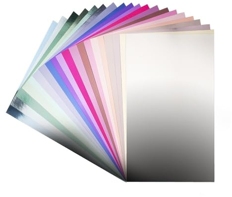 Ideen mit Herz spegelkartong | metallpapper | pysselpapper metallic | 20 ark | Din A4 | 200 g/m2 | Vit baksida (metallic)