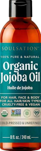 Organic Jojoba Oil for Skin, Hair & Face (240ml) | 100% Pure, Natural Cold Pressed