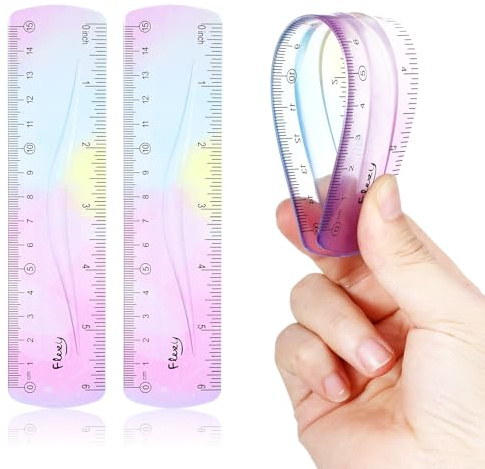 2 stycken linjaler 15 cm linjal flexibel linjal mjuk barn linjal plast mjuk linjal färgglad linjal set linjal rak kant linjal böjlig okrossbar för barn och vuxna