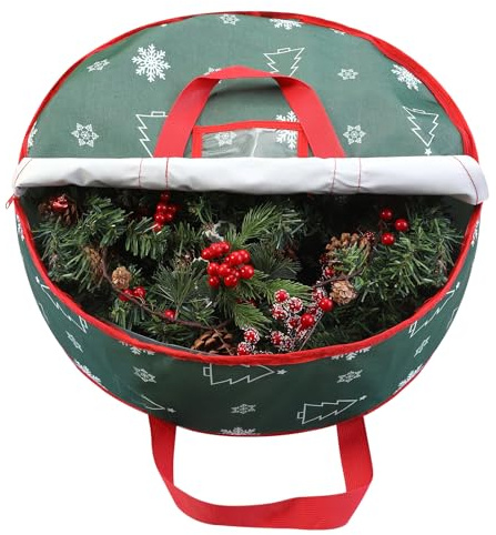 TaoQ C 75 cm Borsa di Immagazzinaggio della Corona di Natale, Contenitore di Immagazzinaggio della Ghirlanda Borsa di Immagazzinaggio della Ghirlanda di Natale per la Decorazione di Ghirlanda, Verde