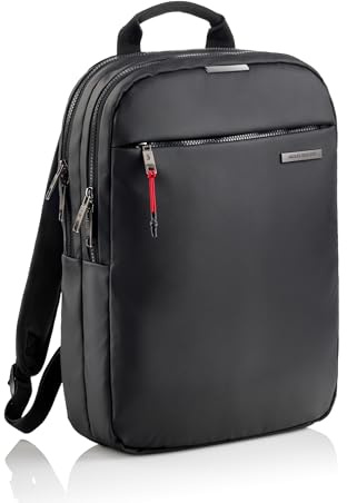 Miquelrius - Mochila ordenador de 13l, Bolsillo antirobo RFID, Detalles reflectantes, Cierre seguridad, Adaptable trolley, Mochila portátil+tablet, Repelente al agua