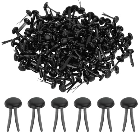 PATIKIL 1000 PCS Attaches En Papier Laiton Épingles Fendues Mini Attaches Métalliques Pastel Tête Ronde Plaquées Pour Fournitures DIY Scrapbooking Art Artisanat, Noir, 5 x 9 mm
