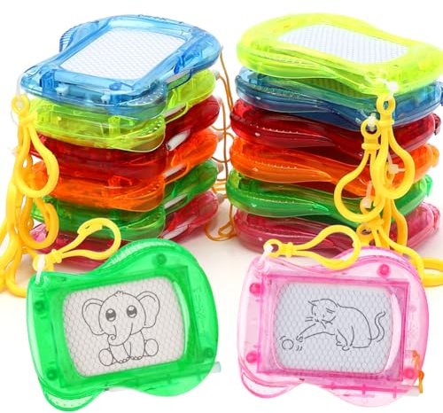 Ruioomeep Pack of 12 Mini Painting Board, Magic Board, Mini Painting Board Children with Key Ring, Erasable Doodle and Birthday Children's Party, Gift Bag Filling, Small Items for Children