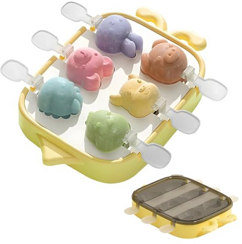 Stampi per Ghiaccioli, 6 Cavità Stampi per Ghiaccioli con Coperchio, Formine Ghiaccioli Riutilizzabili, Stecco per Congelare il Gelato al Cioccolato Fai da te, per Bambini Adulti
