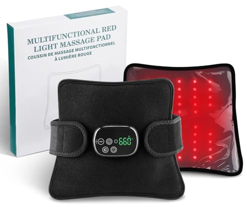 Red Light Therapy Heating Pad, 660nm & 850nm Near-Infrared Light Wrap Belt with Timer Setting, 3 Gears Adjustable, Infrared Heat & Vibration Massager for Legs, Back, Waist, Shoulders, Neck