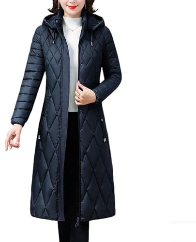 Ybing Chaqueta de plumón larga para mujer, abrigo de invierno de color sólido, grueso, cálido, chaqueta de invierno, fina, con cremallera, acolchada, con bolsillos, para adolescentes, niñas, parka de