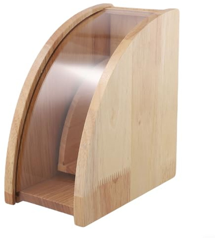 Gettimore Soporte de filtro de café de madera para papel de goteo manual, caja de almacenamiento en forma de abanico, 17,8 x 16,5 x 10 cm, color madera natural